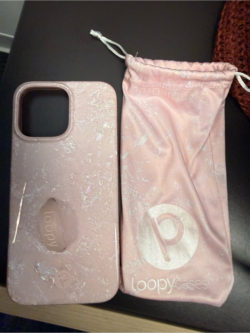 iPhone 16 Pro max righty Loopy Case Blush Moonstone with Grip and Pouch - NEW